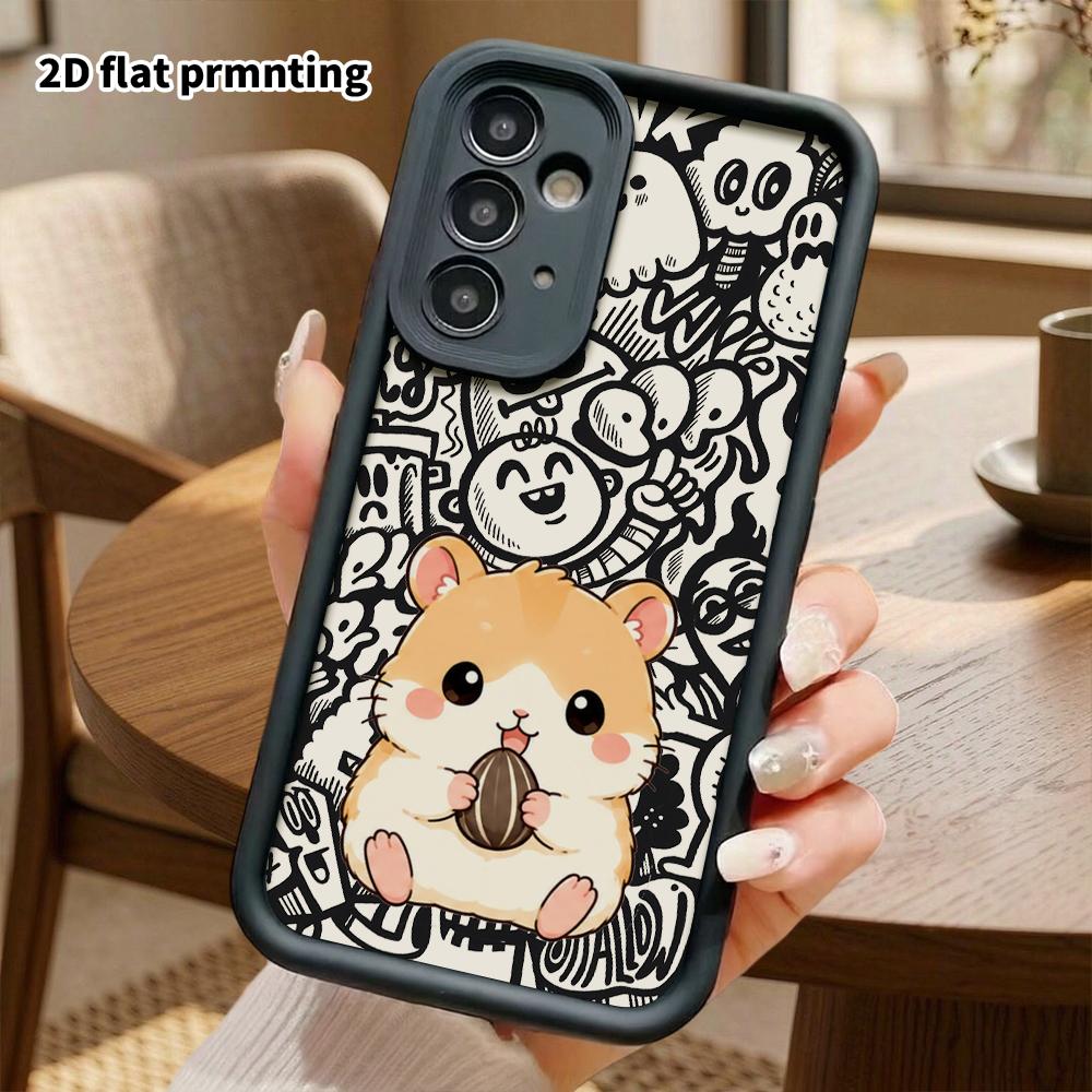 Phone Case: 2D Flat Samsung Galaxy A34 A35 M05 M06 S20 S22 S21 FE Plus 5G Protective Case, Sunflower Seed-Eating Hamster, Christmas and Halloween Gift