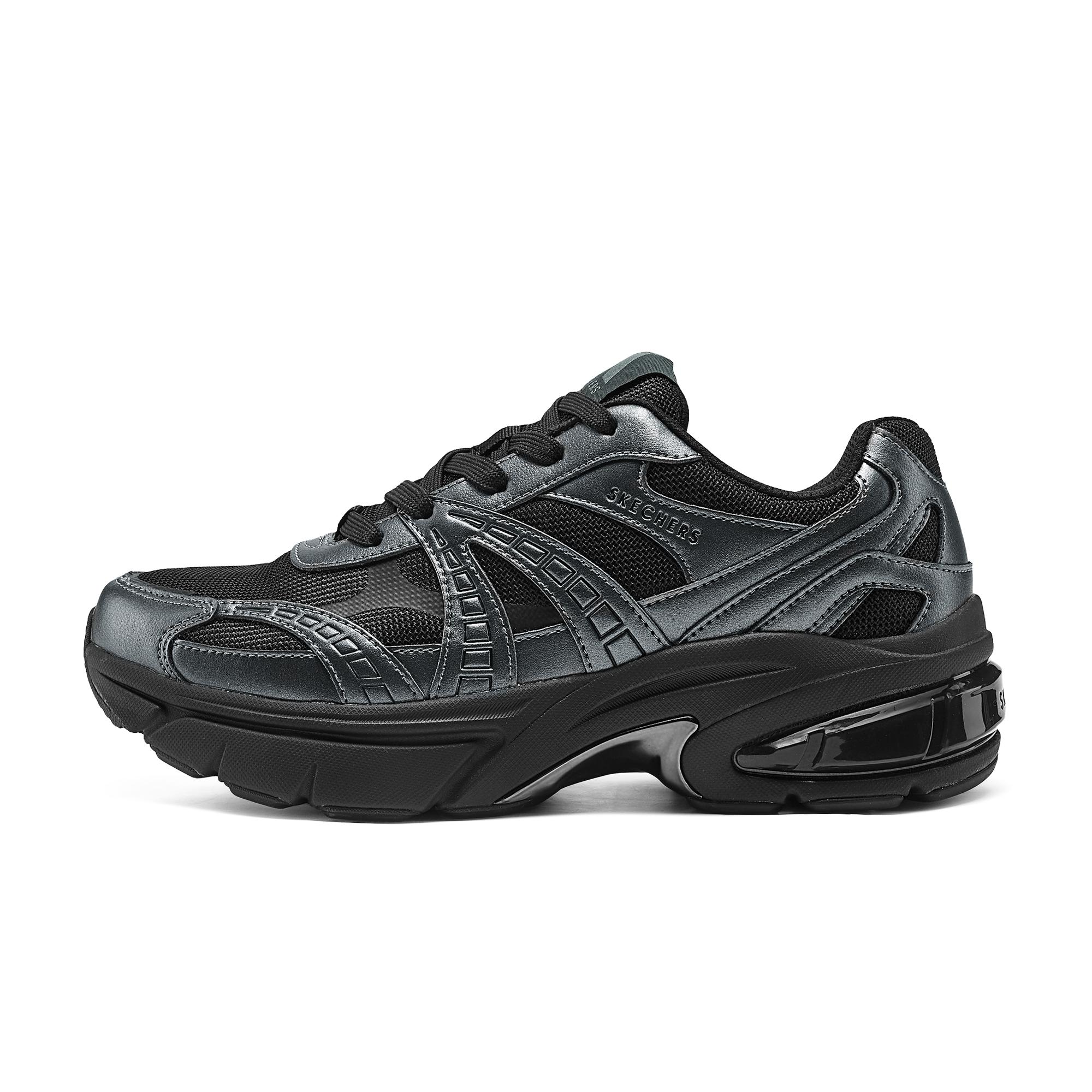 Skechers Men's Black Street Moon Shadow Shoes Comfortable Breathable Low Top Running Shoes Sneakers 183216-Gun Cm
