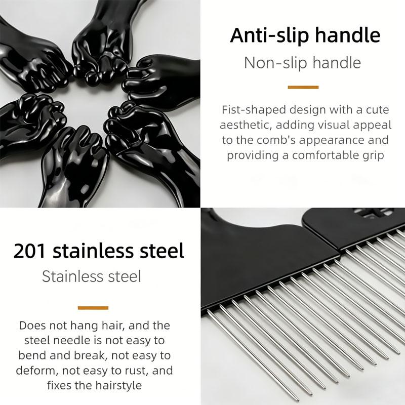 New Professional Barber Comb Pick Hair Wide Teeth Afro Texture Comb Metal Salon Comb SZI15