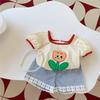 Girls Summer Floral Print Short Sleeve T Shirt Sweet Cute Korean Top