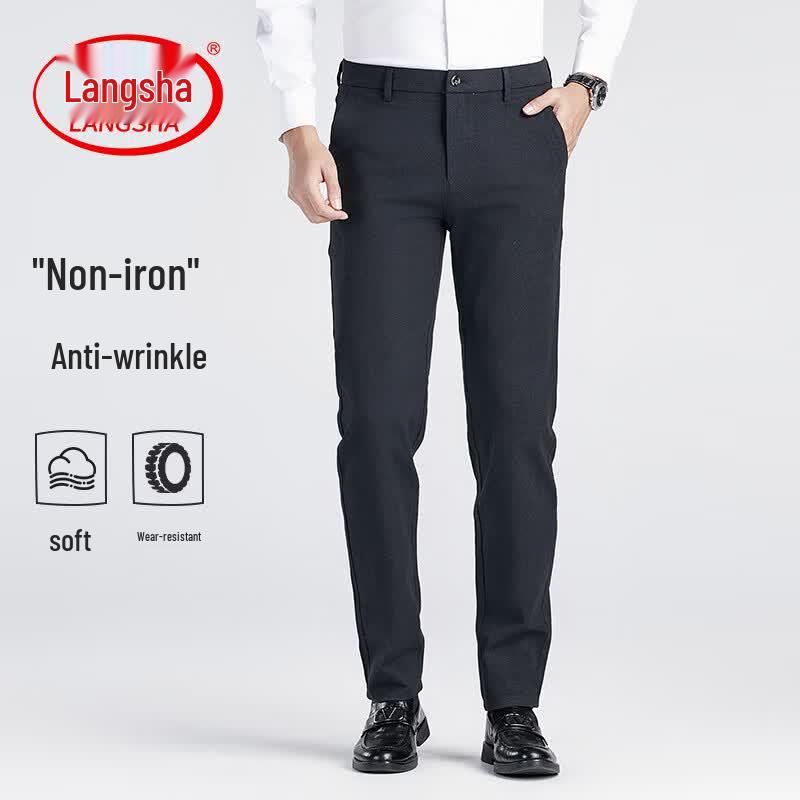 LangSha Men s 2026 Spring/Summer Straight Fit Business Casual Pants 36