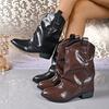 Autumn Round Head Medium Heel Thick Heel Sleeve Fashion Boots Women's Fashion Large Size Medium Tube Women's Boots