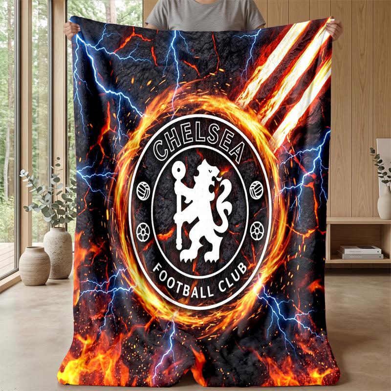 Chelsea FC Theme Blanket Soft Flannel Blanket Plush Throw Blanket Cozy Sofa Bed Blanket for Home Decor