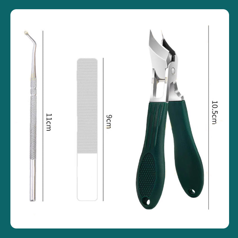 Slant Edge Nail Clipper 3-Piece Set Professional Thick Nails Dead Skin Dirt Remover Super Sharp Curved Blade Nail Tool