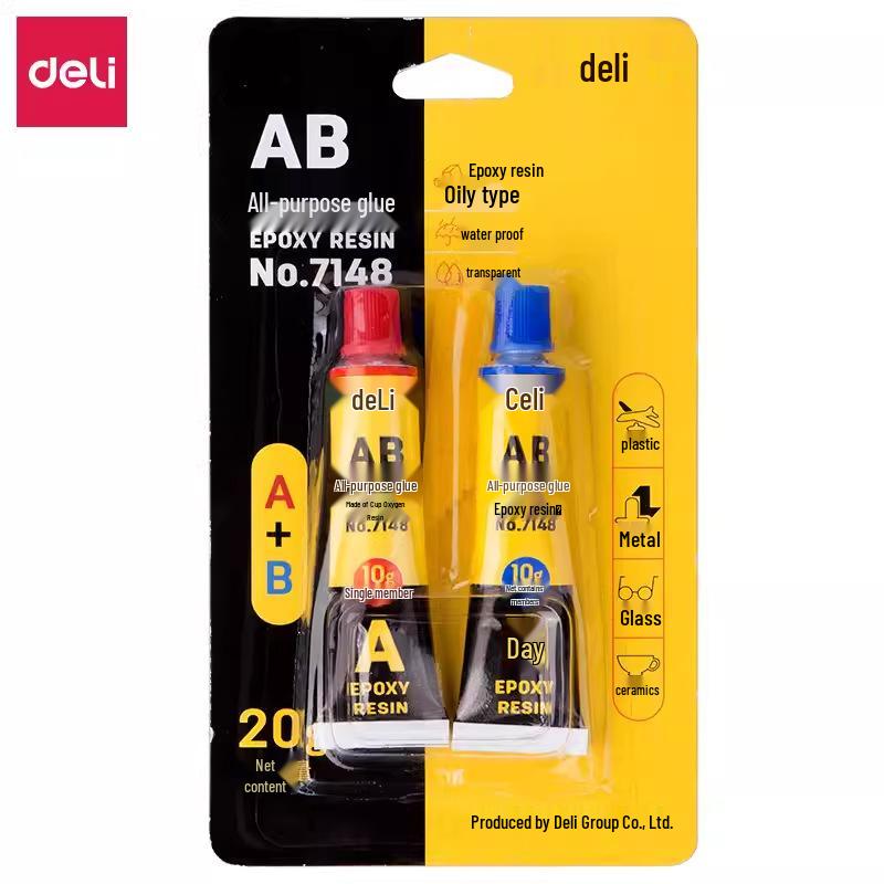 Deli 7148 Transparent Epoxy Resin AB Glue - 20g Adhesive for Metal, Mold Repair, and Toy Assembly