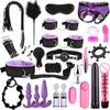 SacKnove  Soft Nylon Luxury 26pcs Alternative Set Implementos De Tied Gear Sex Toys Restraint Bondage Kit for Adult