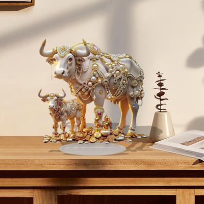 Ornamento a Cavallo Finto Cristallo 2D con Base Segnaletica da Tavolo a Cavallo in Acrilico Piatto Decorazione per Casa Ufficio Libreria Scrivania Regalo di Compleanno
