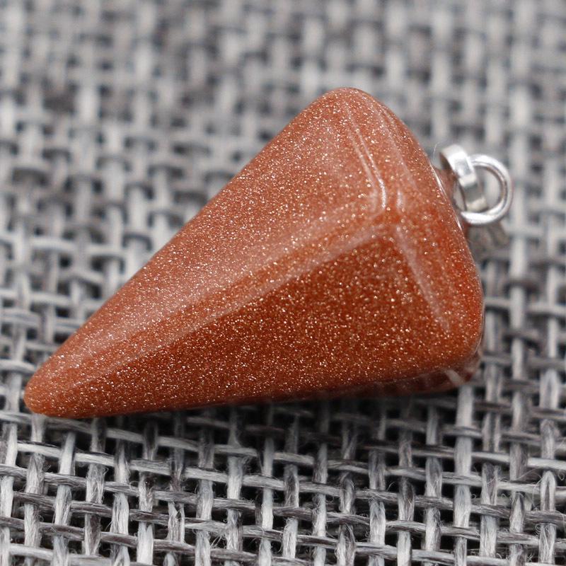 1pc Natural Stone Hexagonal Pendant Chain Necklace Taper Soul Swing Bullet Crystal Necklace For Men And Women