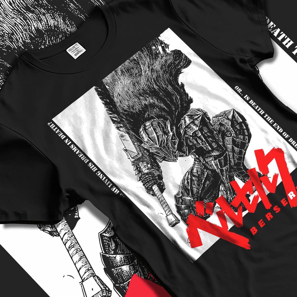 Guts Berserk T-shirt Dark Swordsman Skull Knight Battle Form Graphic Men Women Oversized 100% Cotton Short Sleeve Streetwear Y2k Female Male Clothing