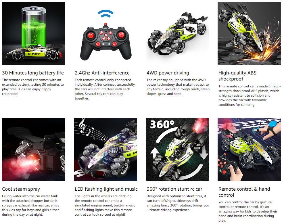 Spray Remote Control F1 Drift Car - Four-Wheel Drive Racing Toy for Kids