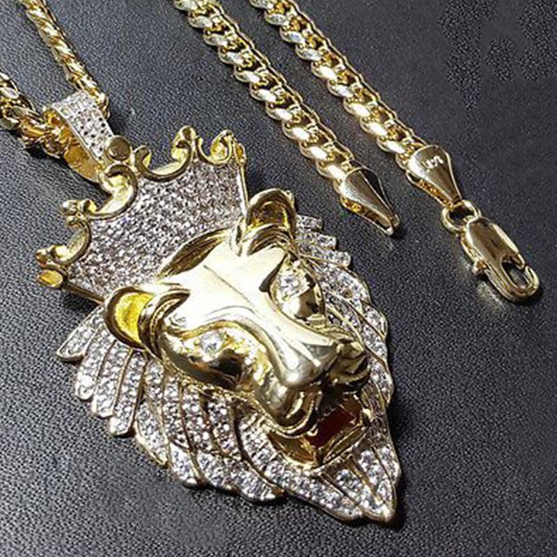 Lion Head Necklace Personality Domineering Men'S Animal Pendant Hip-Hop Punk Accessory