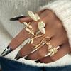 Design Golden Butterfly Antler Ring, Versatile Bird Wing Open Ring Four-piece Set