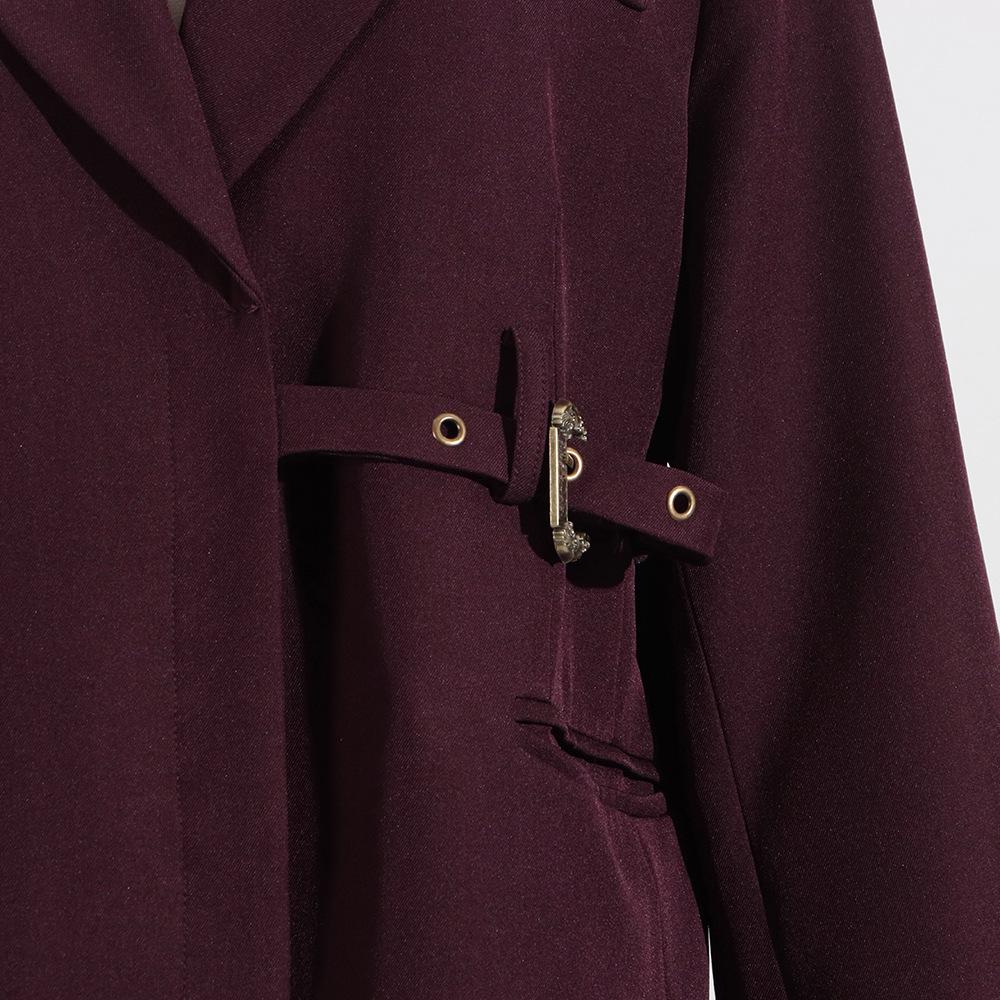 2026 Spring Angora Red Women's Blazer - European & American Luxury Design with Irregular Waist-Cinching