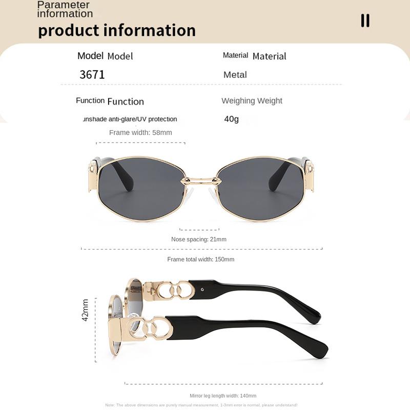 Retro Metal Oval Glasses for Men and Women Fashion High-end Trend Sun Protection Sunshade Outdoor Sunscreen  Eyewear
