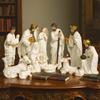 Weihnachts Krippenfiguren Harz Krippenszene Statue mit Stall Heilige Familie Statue Tischdekorationen Heimdekorationen A0KF