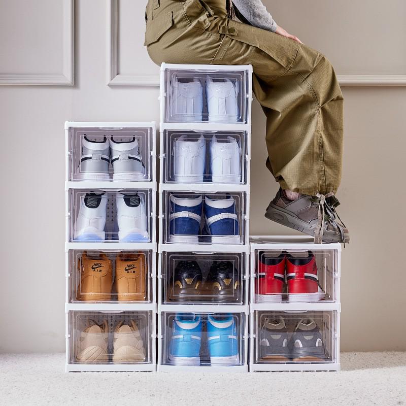 Foldable Transparent Dustproof Multi-Layer Shoe Rack with Side Opening