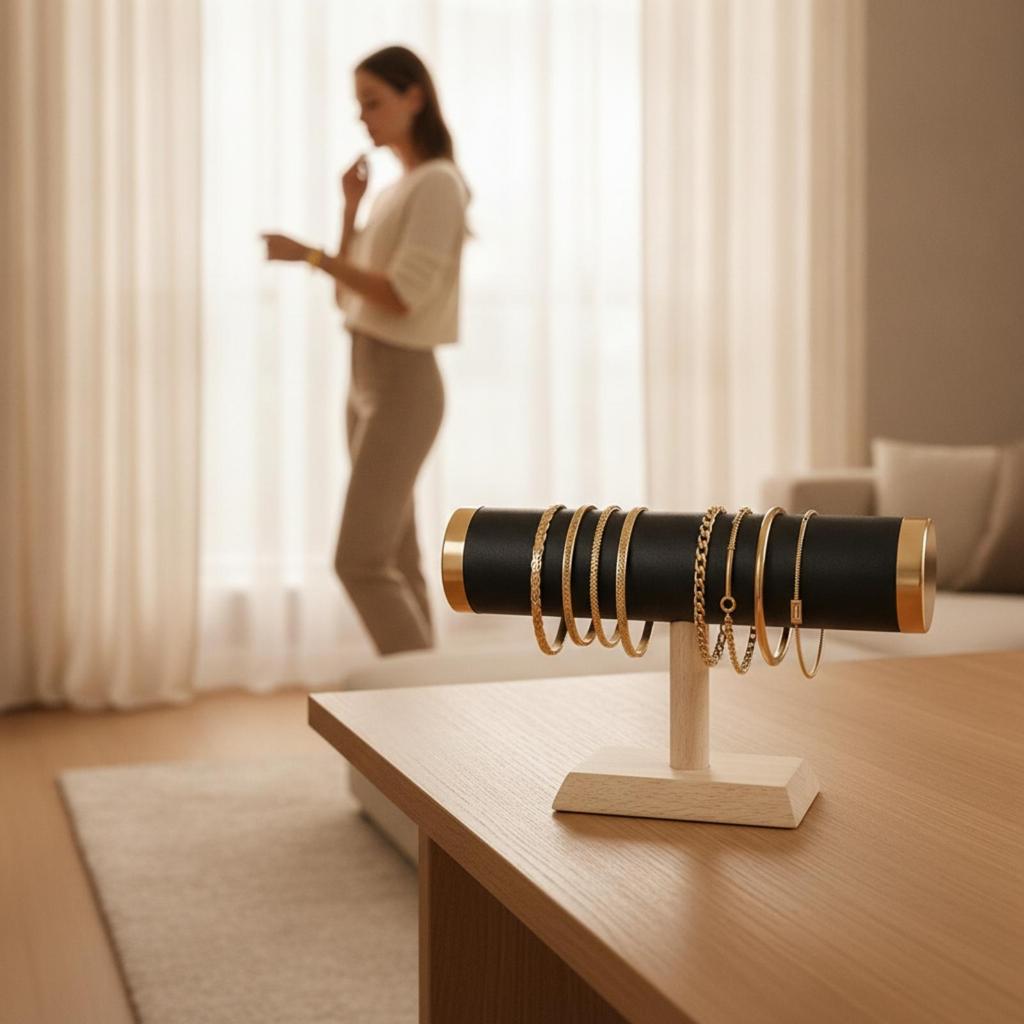 Jewelry Display Padded Bar Elegant Stand Modern