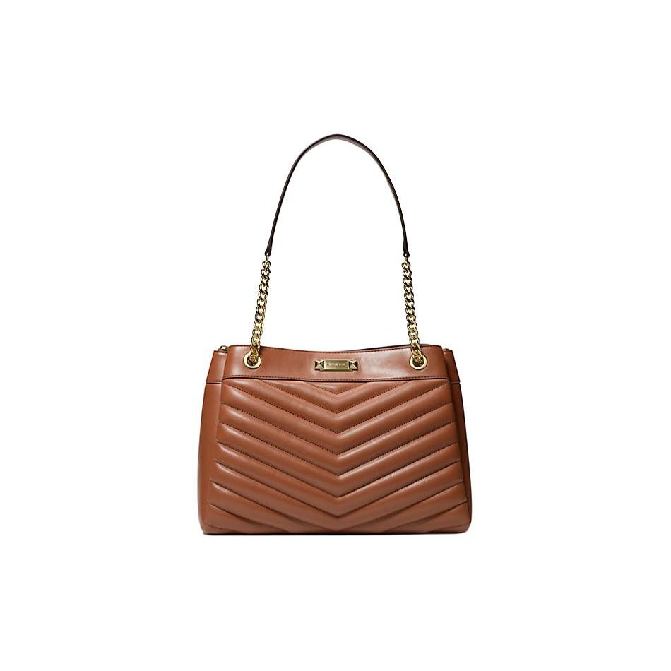 

Michael Kors MK Whitney Metallic Logo Tote Bag Medium Women handbags Brown 35R4GWHT6U-LUGGAGE Basic Set (Bag+Dust Bag)