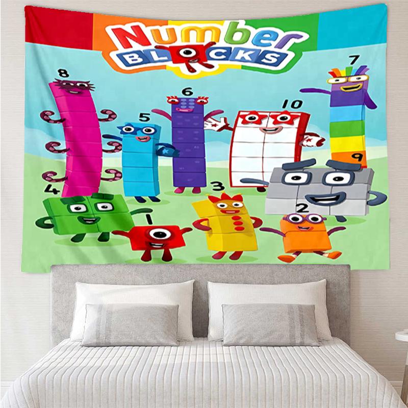 Numberblocks Druck Wandteppich, Hintergrund, Einfache Montage, Ideal für Schlafzimmer, Büro & Wohnzimmer, mit Ästhetischer Wanddekoration zum Aufhängen.