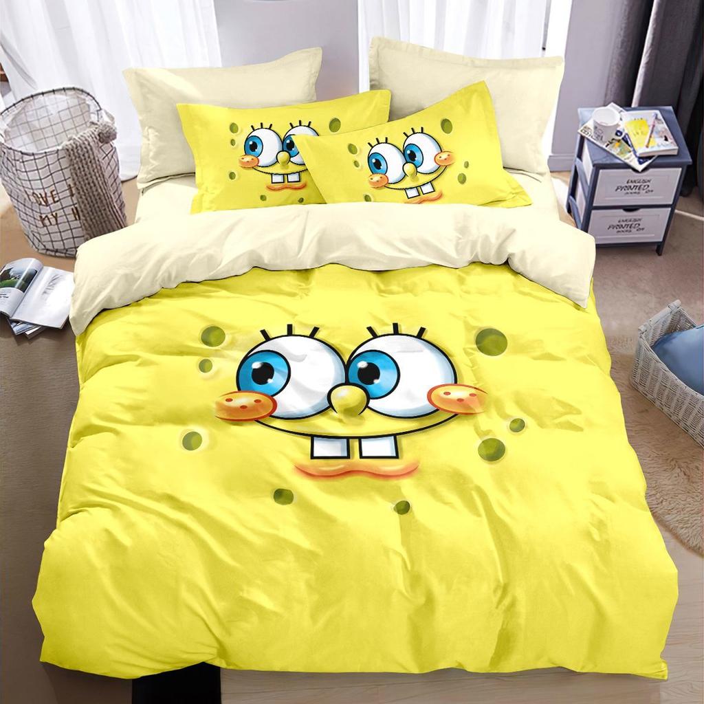 3D SpongeBob SquarePants Polyester Duvet Cover Set for Children, King Size Bedding, Comforter Sets, 100% Polyester