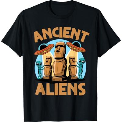 Ancient UFO Aliens Moai Statue Fun Easter Island T-Shirt