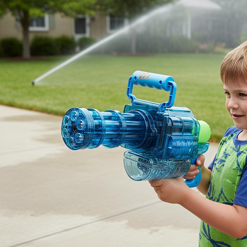 Auto Gatling Water Cannon Rotating High-Pressure Large Capacity Gatling Water Gun Toy Adults Outdoor Summer Fun Play Kid Gifts