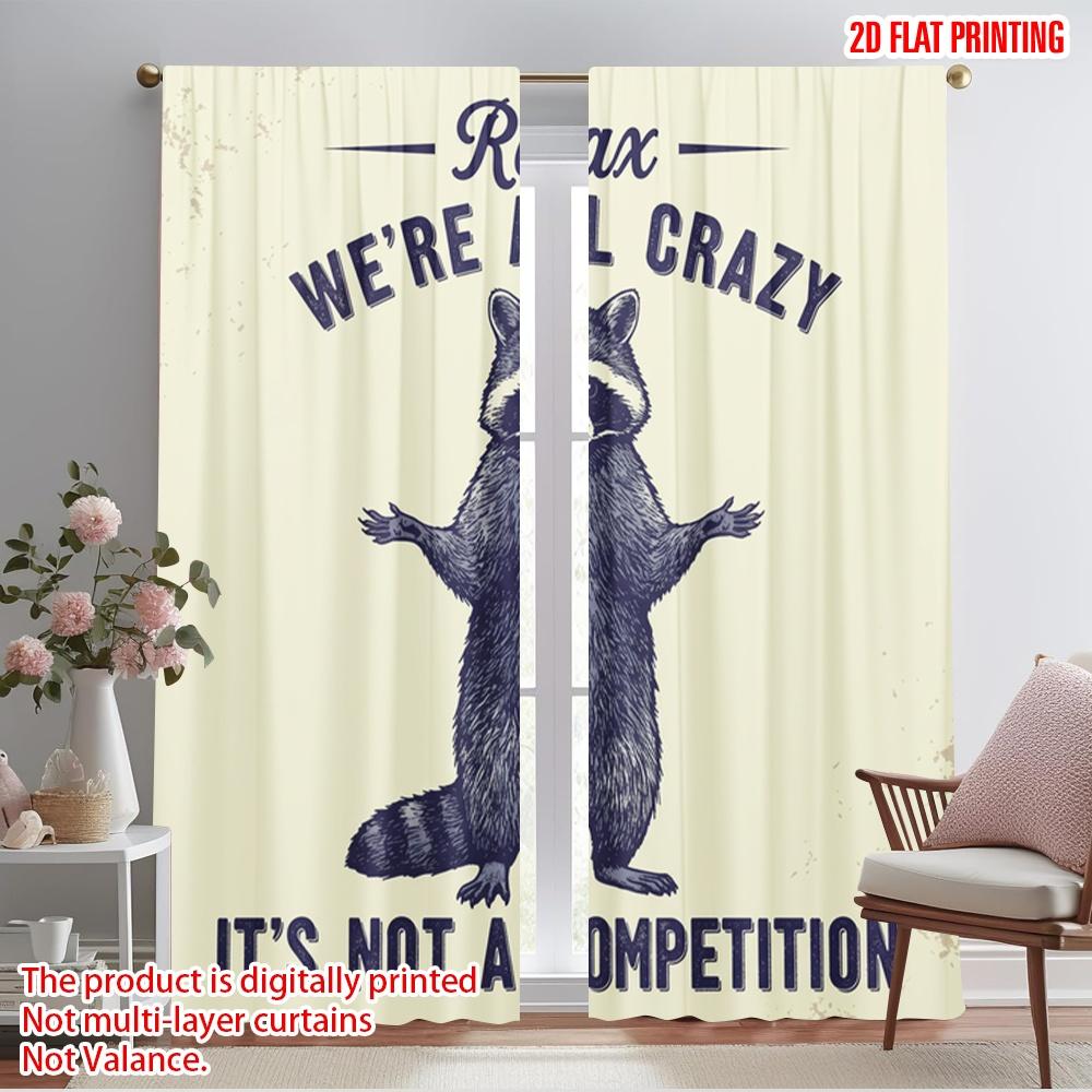 

2pcs 2D flat printing Drapes Relax We re All Crazy Competition Polyester Without Electricity 0 Perfect for Indoor Celebrations 52.50×116.00 CM 2pcs