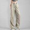 New Arrivals Open Run Women Kitsch Mood String Pocket Wide Cargo Pants