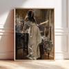 Girl in Pink Dress Romantic Oil Painting Art Print Poster Classic Art Portrait Poster Canvas Painting Woman in Black Dress Decor