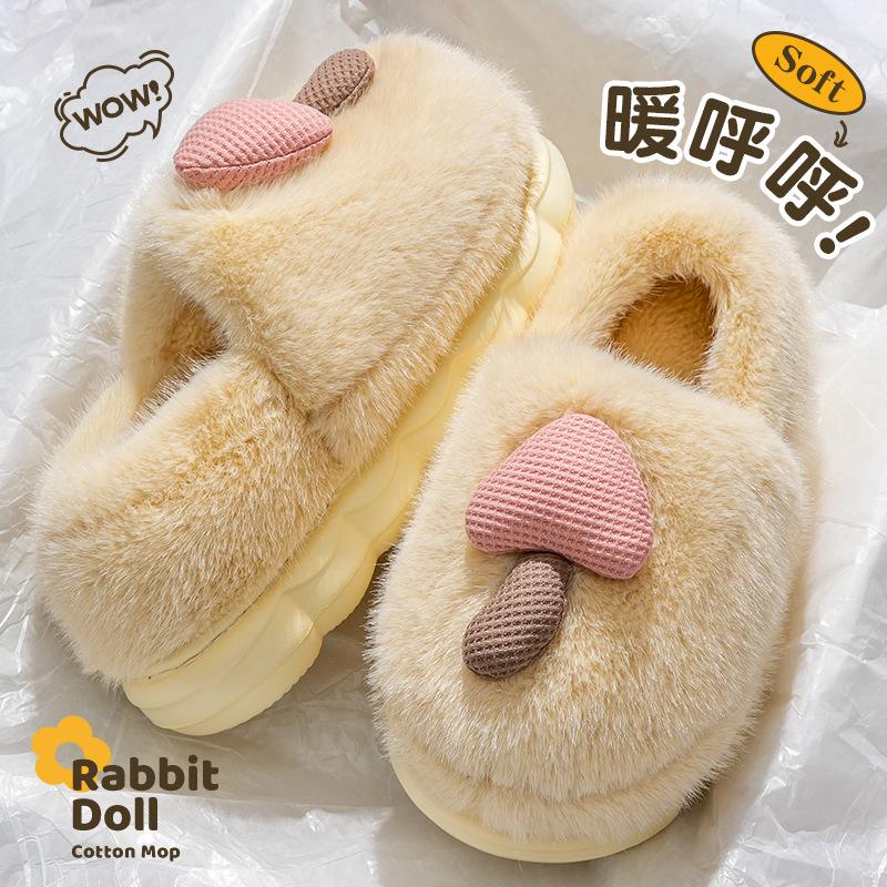 Cotton Slippers Women Autumn Winter Outdoor Indoor Cute Thick Sole Warm Plush Heel Wrap Slippers Men