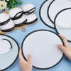 15Pcs White Foldable Flying Disc Fans, 9.8inch Sublimation Fans Nylon Black Edge Folding Fan Set with Bag for Wedding Party Favors Outdoor Activity