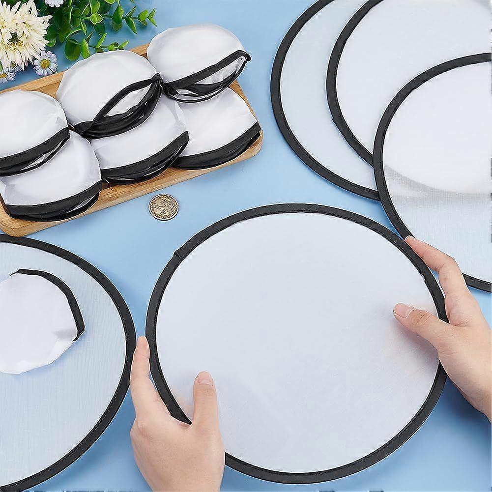 15Pcs White Foldable Flying Disc Fans, 9.8inch Sublimation Fans Nylon Black Edge Folding Fan Set with Bag for Wedding Party Favors Outdoor Activity
