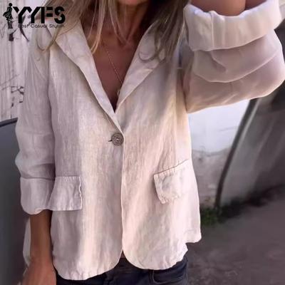 Women's Fashion Casual Solid Color Print Autumn Winter Long Sleeve POLO Neck Jackets & Coats