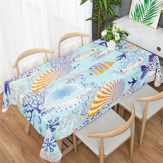 Ocean World Pattern Tablecloth Fashion Minimalist Tablecloth Home Office Square Tablecloth Anti -Fouling Dressing Tablecloth