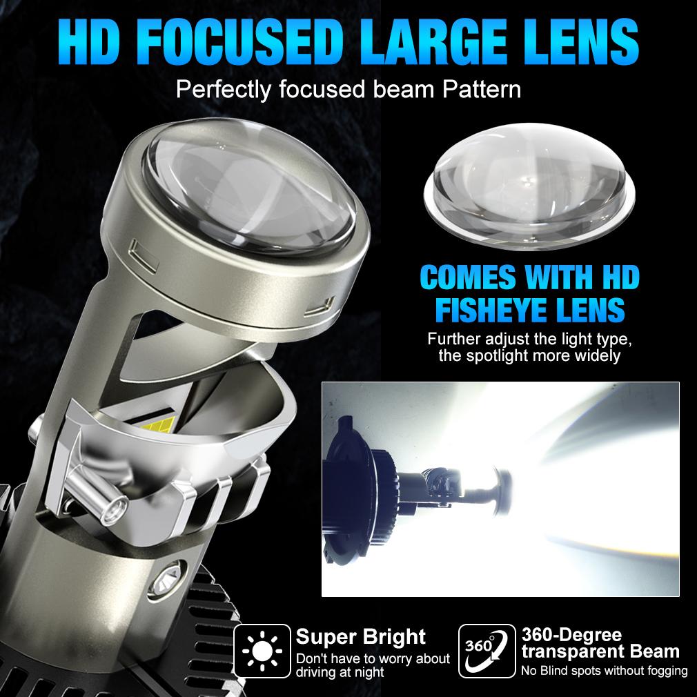 2Pcs H7 Bi Led Projector Car Headlight Bulbs 1:1 Wireless H4 LED H11 H8 9005 HB3 9006 HB4 Lens 60000Lm 80W Plug&Play Mini Auto Lamp 6500K 12V LHD