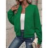 Women Solid Color Zipper Baseball Collar Casual Loose Jacket