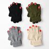 Women Knitted Gloves Winter Gloves with Red Nails Thickened Warm Full Finger Gloves for Daily Outings Skiing Cycling