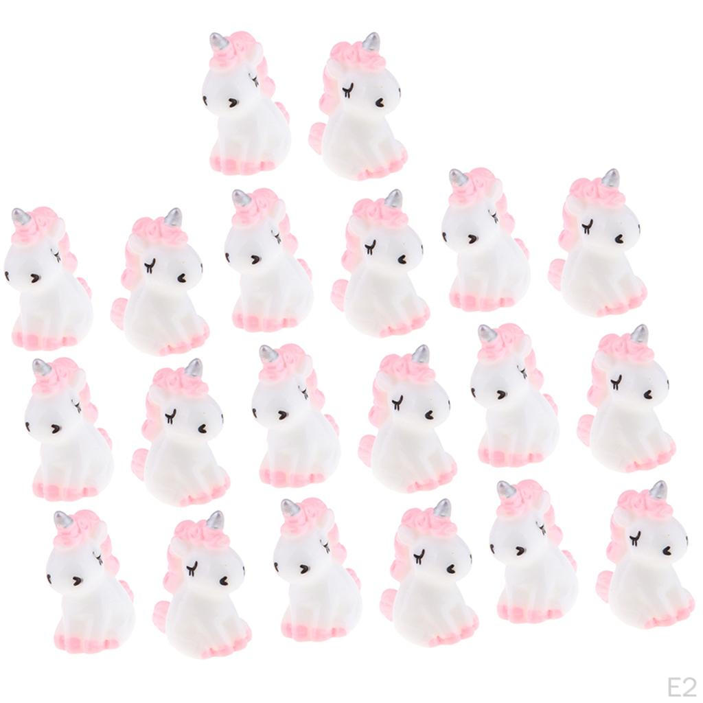 20Pcs Mini Resin Cute Statues Miniature Fairy Garden Ornaments Pink