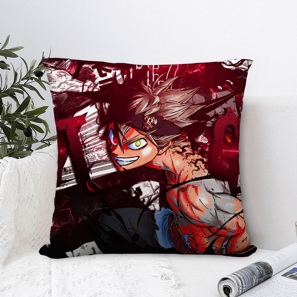 Cartoon Black C-Clover Pillow Case Sofa Decorative Home Double-sided Print Plush Square Throw Pillow Covers Cushion Decor Cover