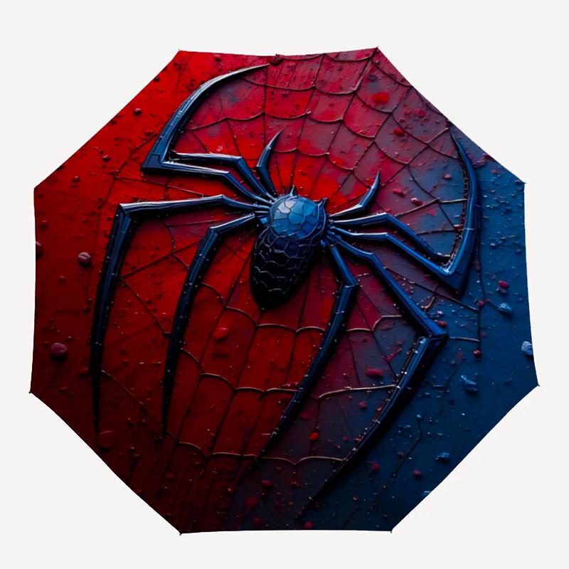 

1pc SpiderMan Automatic Folding Umbrella - Compact 8-Rib Design, Durable Plastic & Iron, Daily Use Z1230047