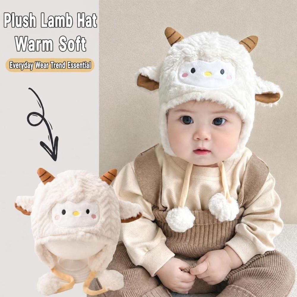 Breathable Toddler's Sheep Hat Cartoon Beanie Hat Cute Lamb Pullover Cap  Winter