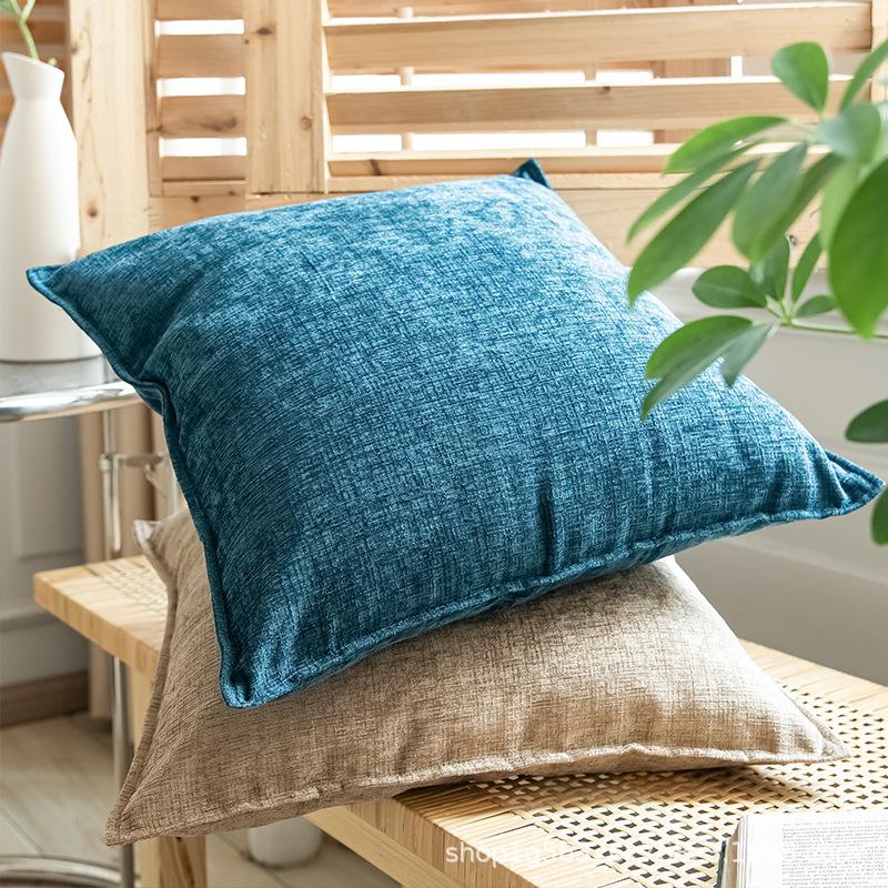 Japanese Solid Color Chenille Pillow Living Room Sofa Cushion Cover Bedside Cushion Back Bedside Large Size Pillow Quality