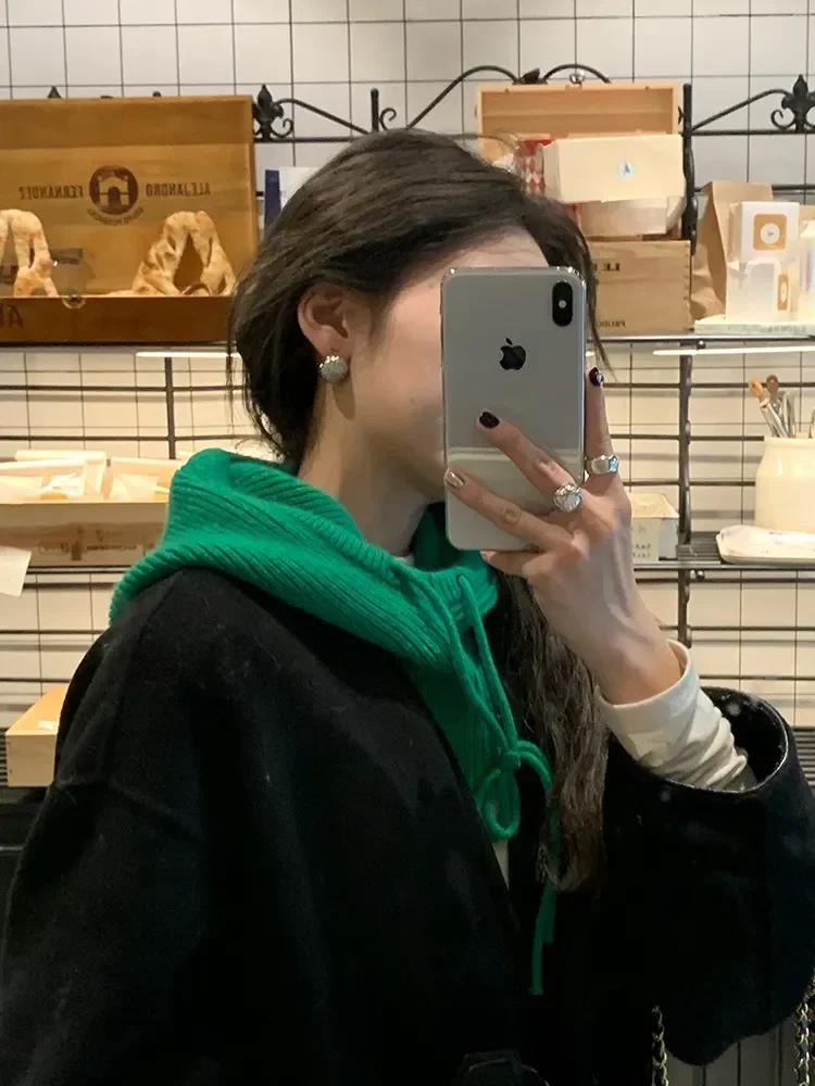 Gestrickte Kapuzenmützen Winter Sturmhaube Hüte Frauen Koreanischen Stil Outdoor Wärmer Kordelzug Hüte Einteiliges Neck Collar Beanie Cap