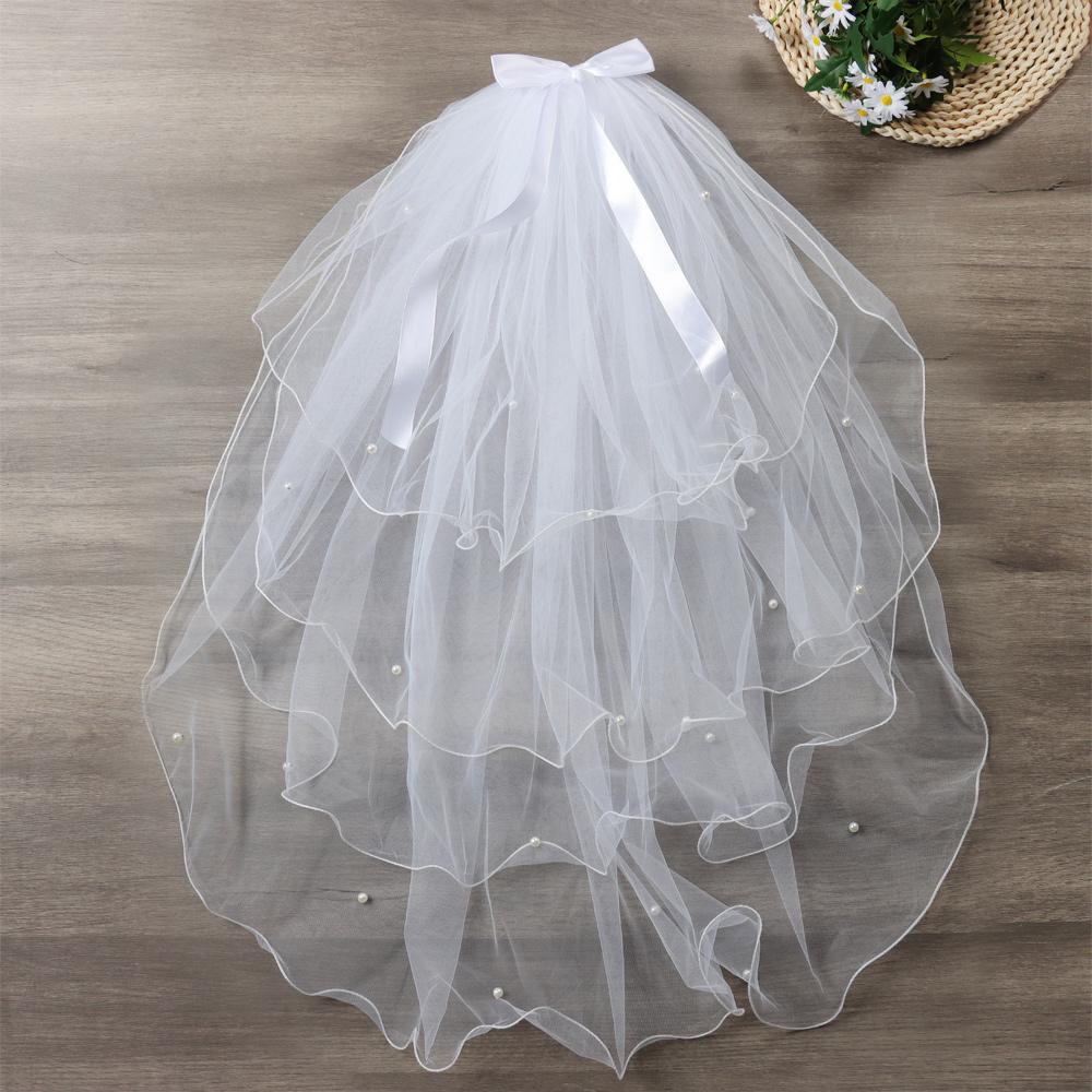 Elegant Two Layer Short Simple Photo Veil With Comb Bridal Veil Wedding Veil Women's Tulle