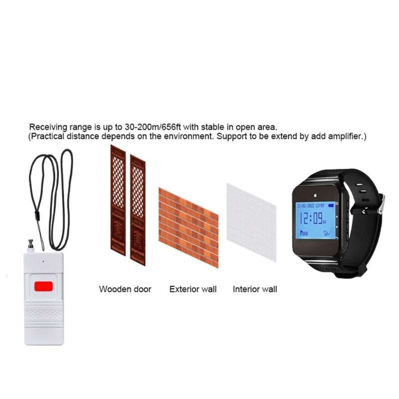 Wireless Restaurant Pager Waiter Calling System With Remote Control Practical Wristband for Cafes Customer Service