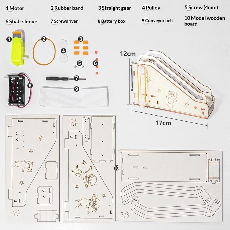 3D Mechanical Wooden Escalator Puzzle Toy DIY Assembling Model Kit HandsOn Educational Gift for Parent Child Interaction