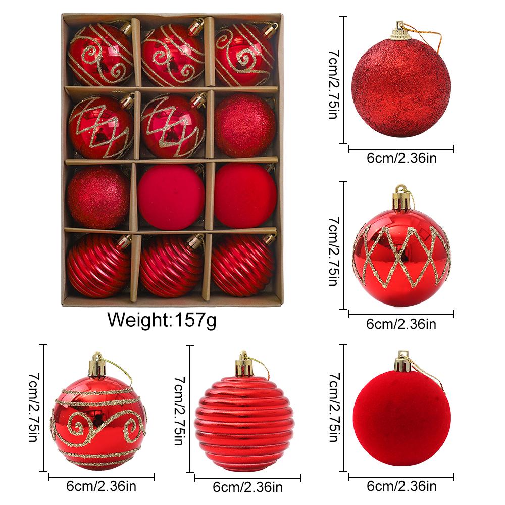 12Pcs 7cm Christmas Supplies Decoration for Christmas Tree Hanging Pendant for Home Decor New Year's Navidad Ball Gift Accessory