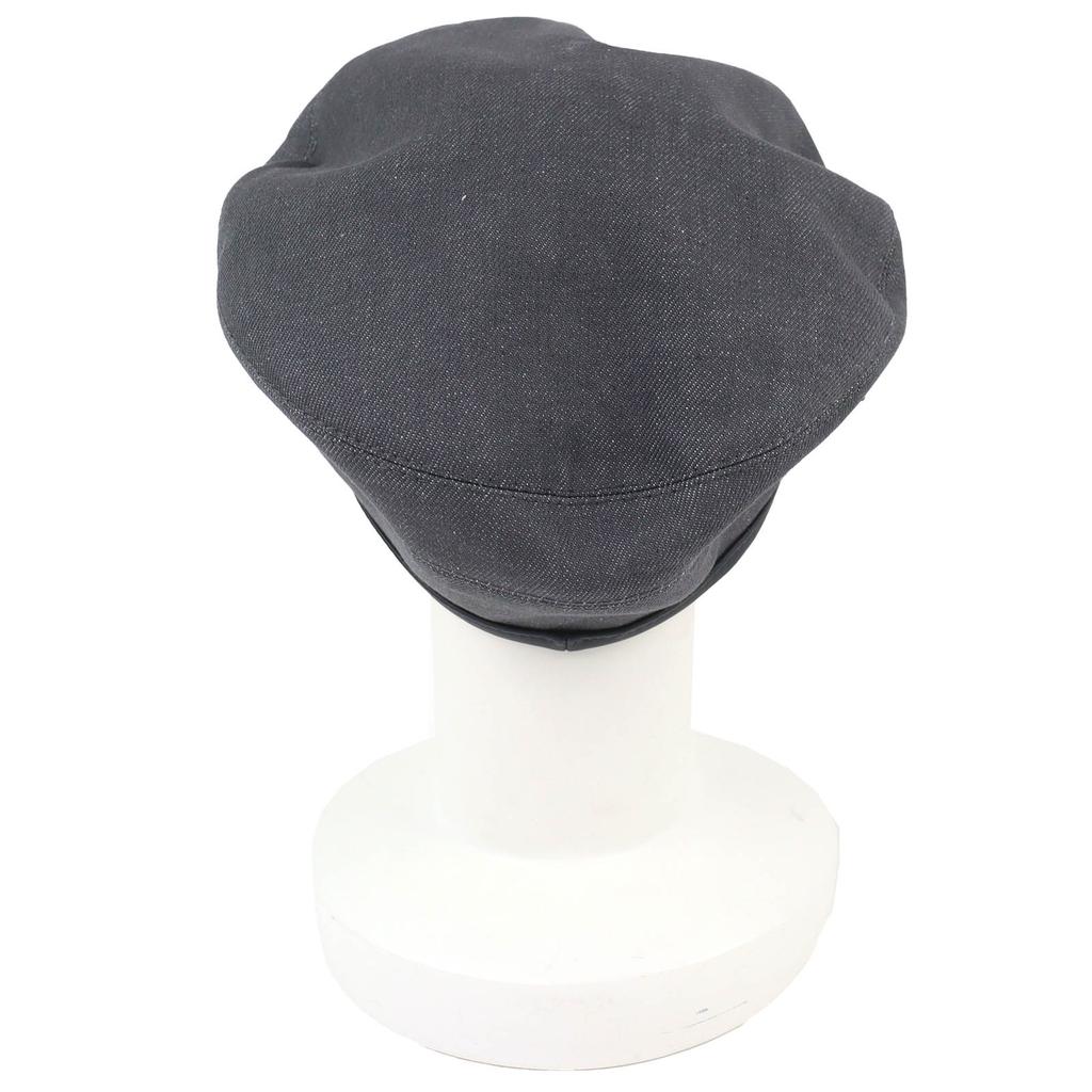 Pristine HERMES beret Saint Honoré Serie button leather trim gray cotton 56 Used