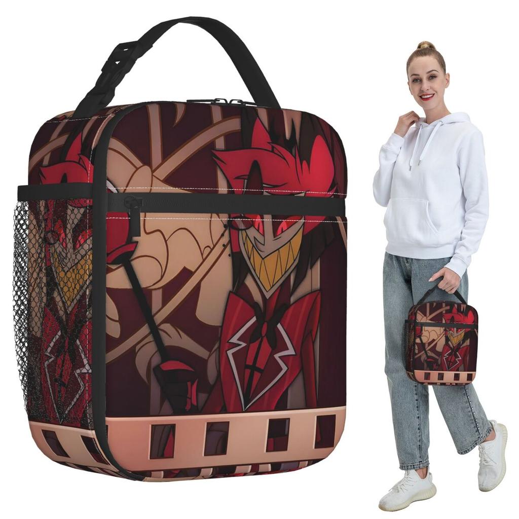 Modern Hazbin Alastor Buddy Cartoon Anime Insulated Lunch Bag for Women Office Cooler Thermal Food Box Tote Lunch Boxes