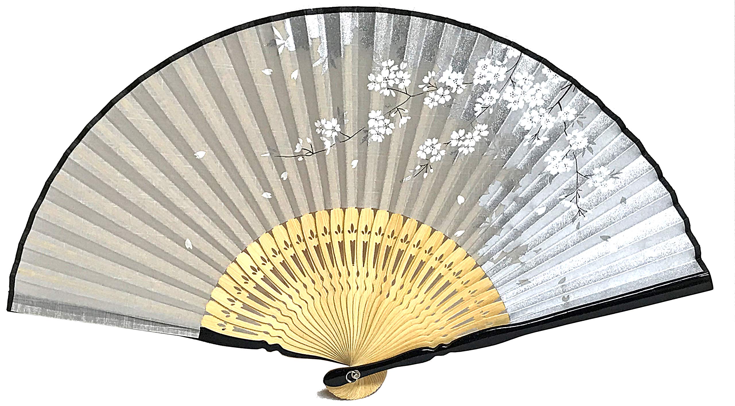 

Набор складных вееров с чехлом для веера и японским белым складным веером с серебристой сакурой для 21 см [Хана Канзаши] Женский чехол, фольга, с жемчужной отделкой,